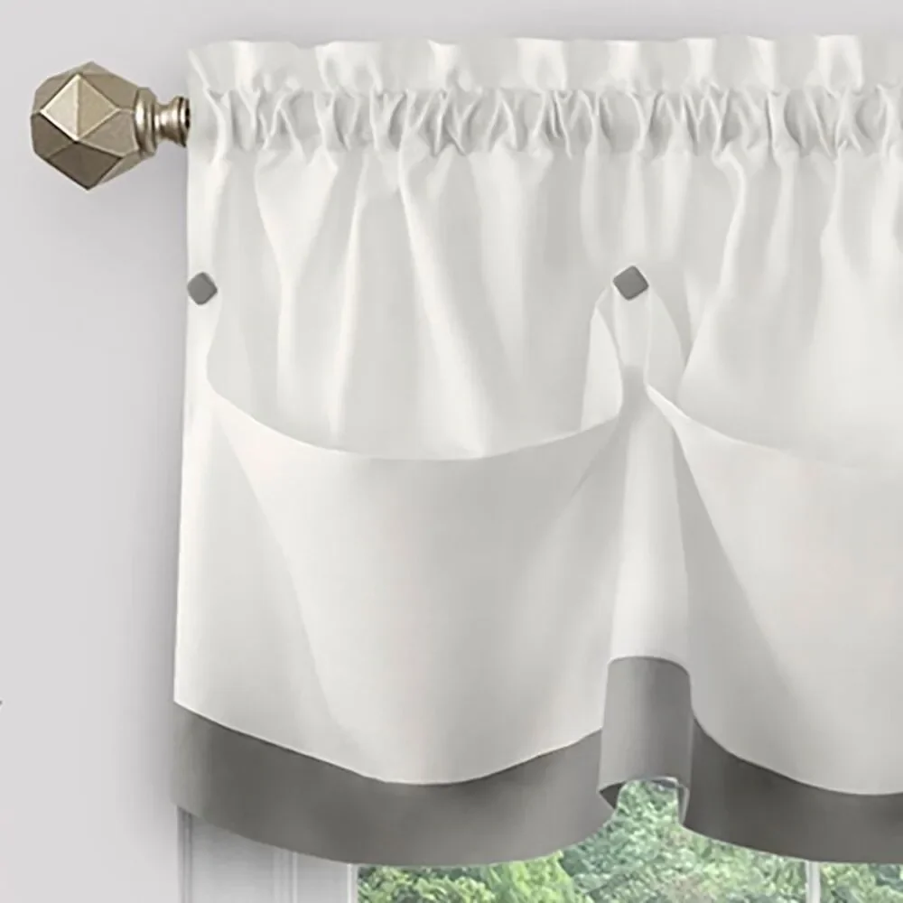 PowerSellerUSA Two-Tone Tier Pair Panels and Valance Kitchen Curtains Set for